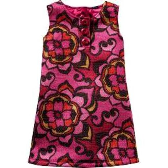 NWOT Baby Gap kids retro mod print sleeveless shift tank dress pink party 4